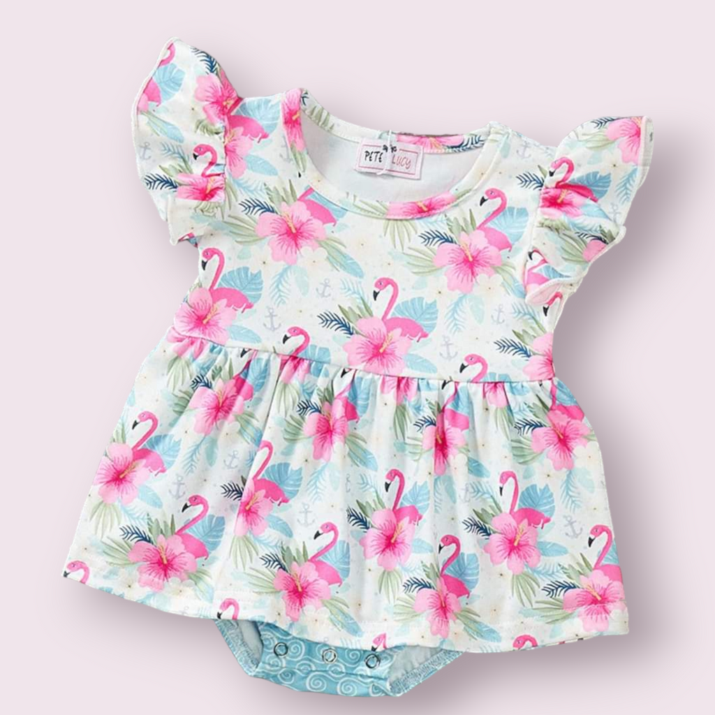 Pink Plumes & Blooms Children's Romper