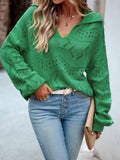 Knit long sleeve polo sweater