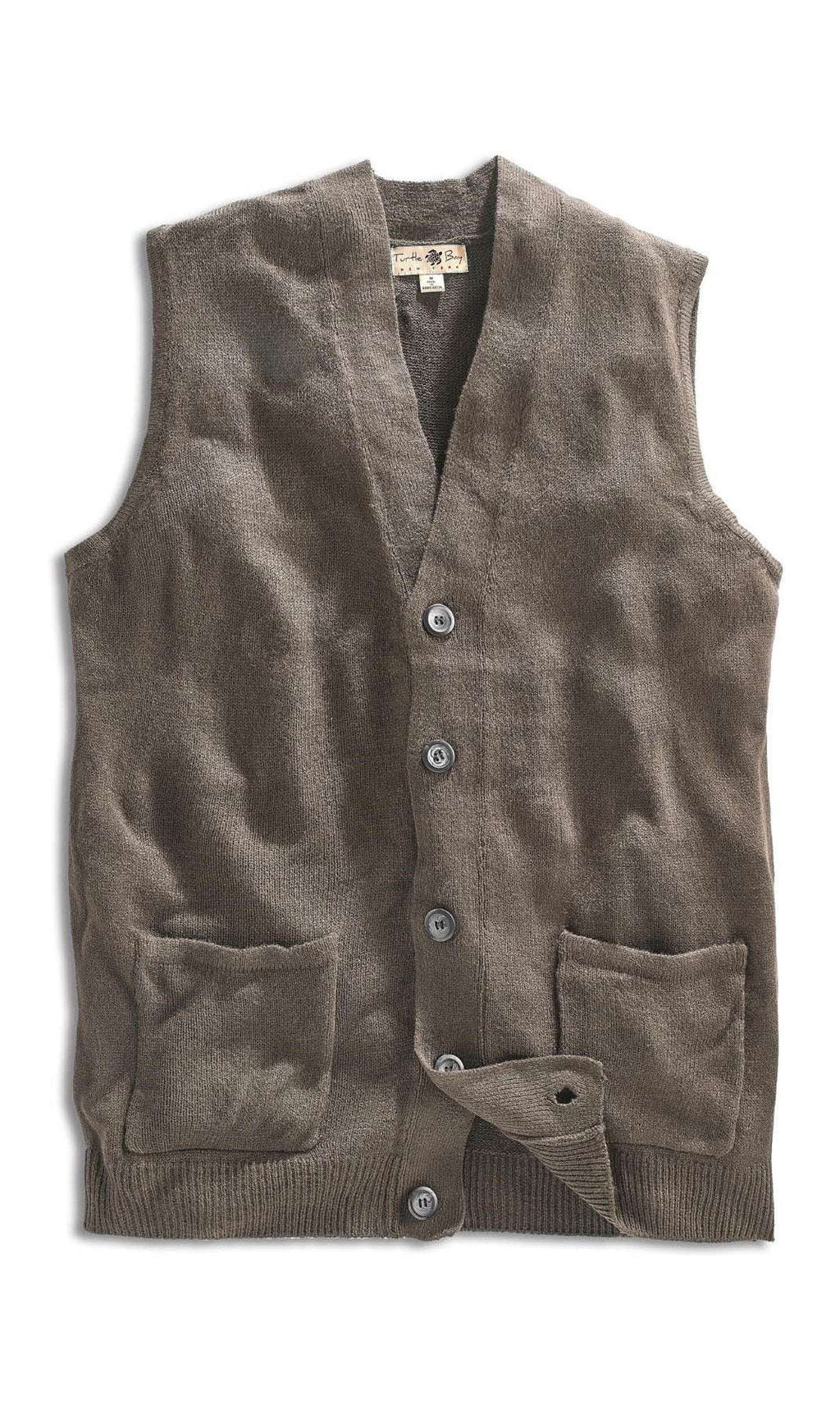 Men's Cashmere-Like Button Front Flat Knit Sweater Vest with Chest Pockets