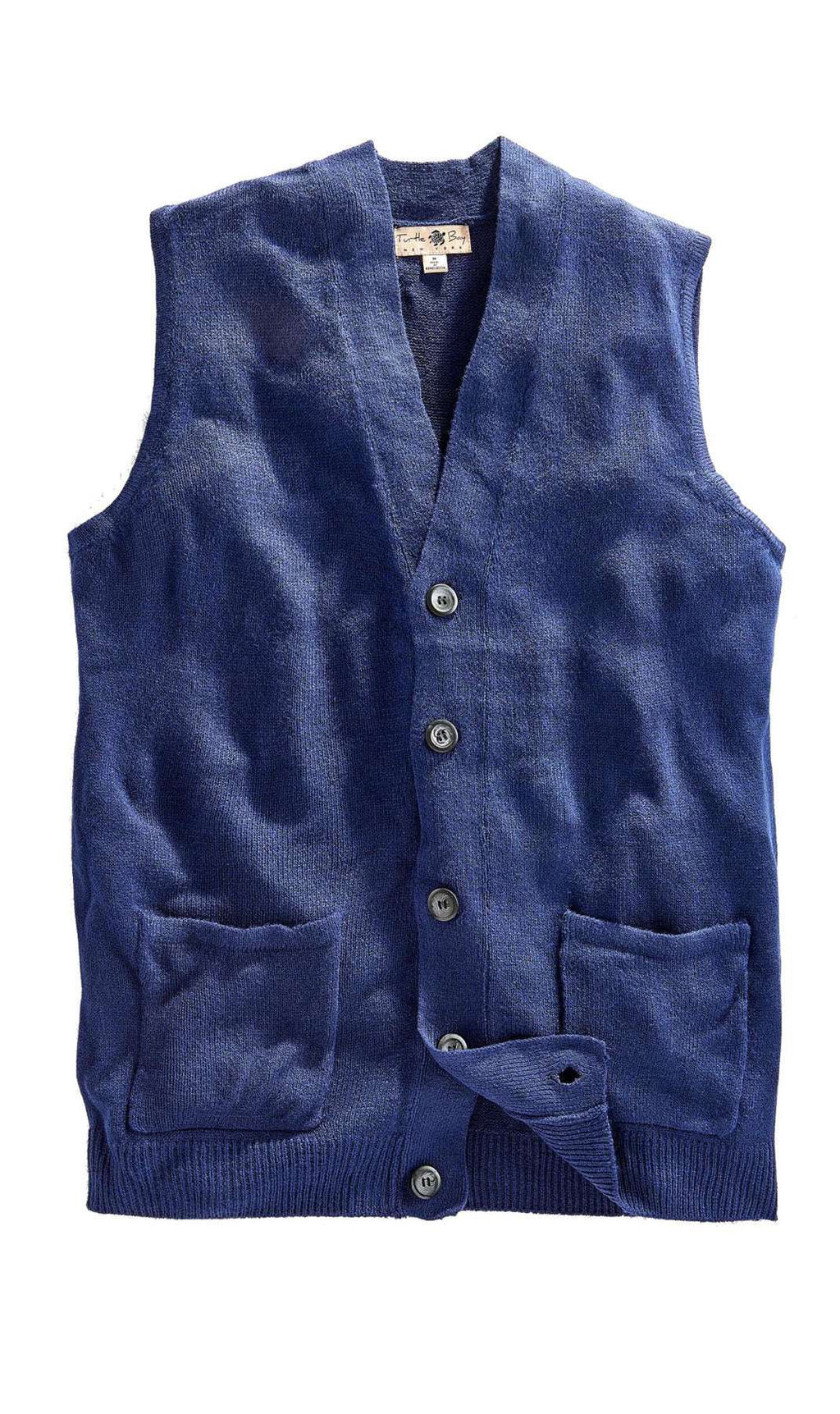 Men's Cashmere-Like Button Front Flat Knit Sweater Vest with Chest Pockets
