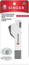 Singer needle threader assistant in white and gray, shown on its retail backing card with a red header.