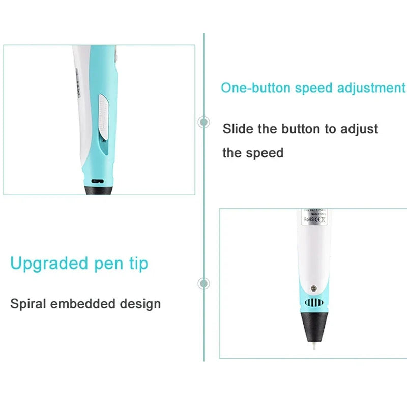3D Printing Pen for Kids with Travel Case — PLA 1.75mm Filament, LED Display, Adjustable Temp & Speed, DIY Drawing Gift