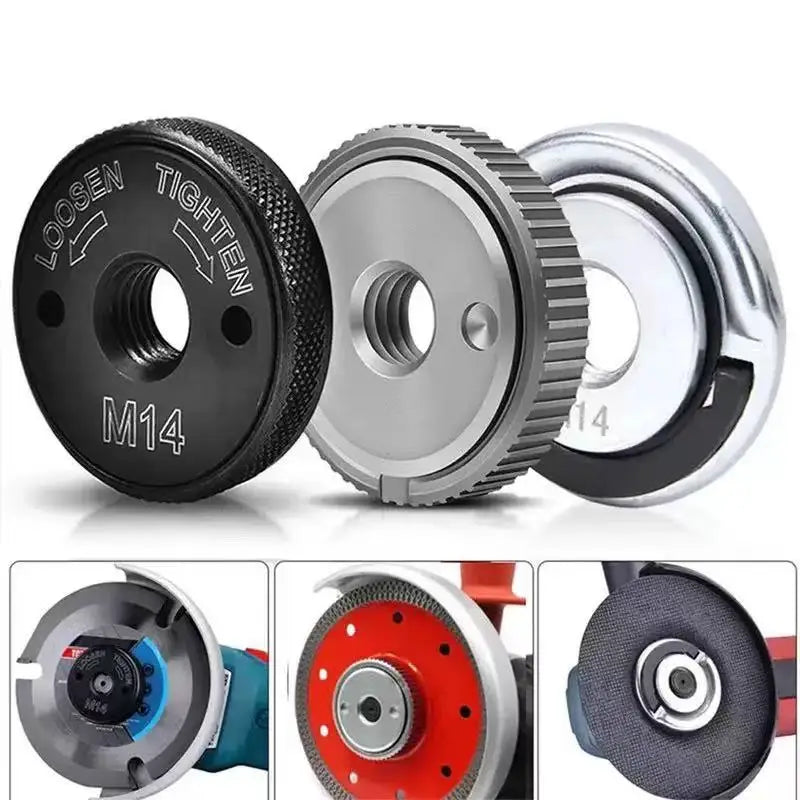 Set of adjustable wheel attachments with different colors and features on a white background.