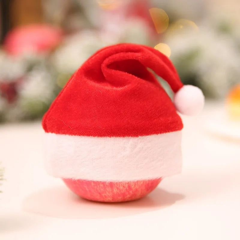 3pcs/Set Mini Christmas Hat Santa Claus Hat Xmas Apple bag Wine Bottle Caps Christmas Gift Caps for New Year Tree Ornament Decor