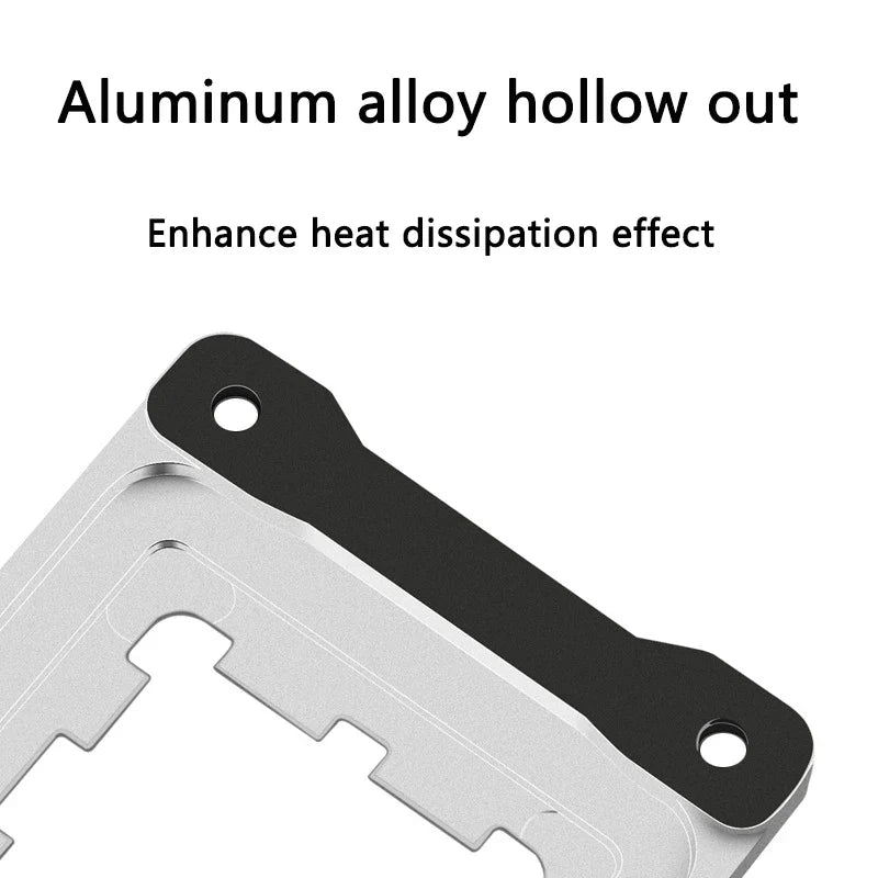 Aluminum alloy heat dissipation component with text on a white background