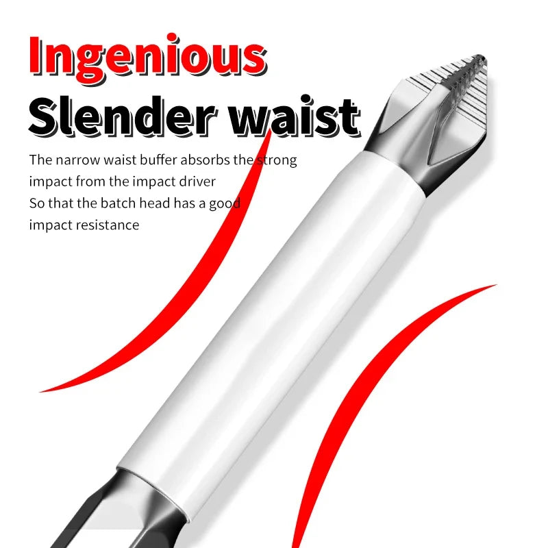 Metal tool with text highlighting its 'ingenious slender waist' design on a white background.