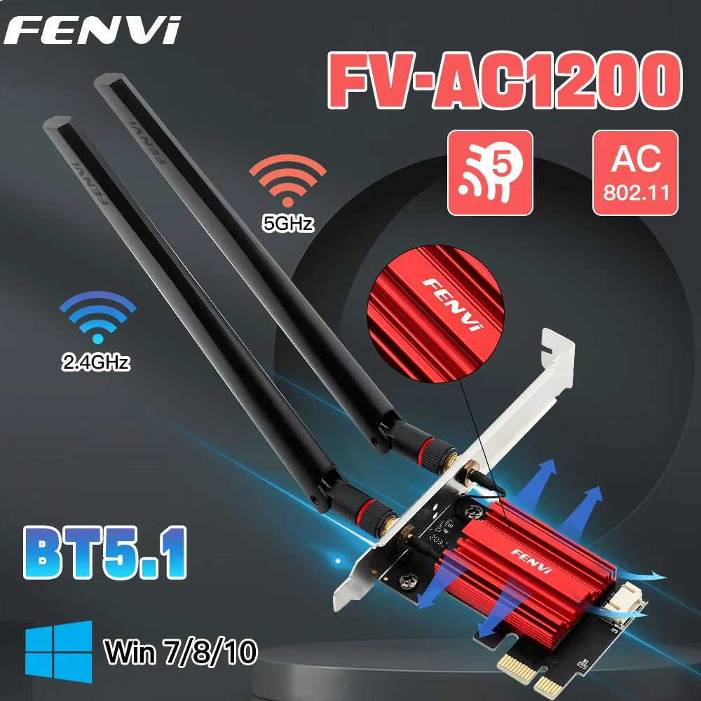 FENVI wireless network adapter with antennas on a dark background