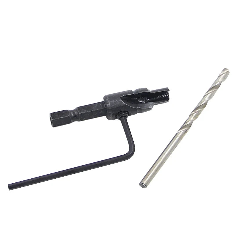 Drill bit and drill chuck on a white background