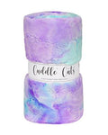 Cuddle Cuts plush fabric with a tie-dye pattern on a white background