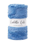 Blue plush fabric roll with 'Cuddle Cuts' label on a white background
