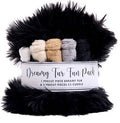 Dreamy Fur Fun Pack containing a large black faux fur piece and five smaller faux fur pieces in cream, tan, gray, and black, packaged with a white paper label.
