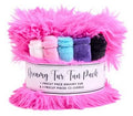 Dreamy Fur Fun Pack containing a large fluffy hot pink faux fur piece and three smaller plush pieces in white, pink, blue, purple, and black, packaged with a white paper label.
