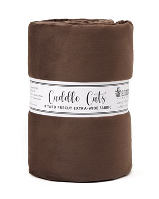 Brown fabric roll with a label on a white background
