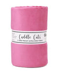 Pink blanket with 'Cuddle Cats' label on a white background
