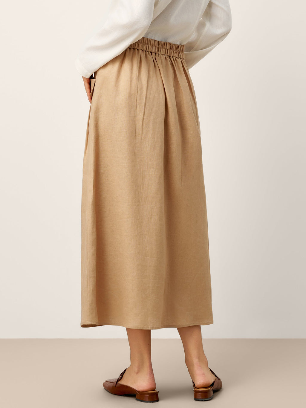 100% Linen Flap Pocket A-Line Skirt IANTHE