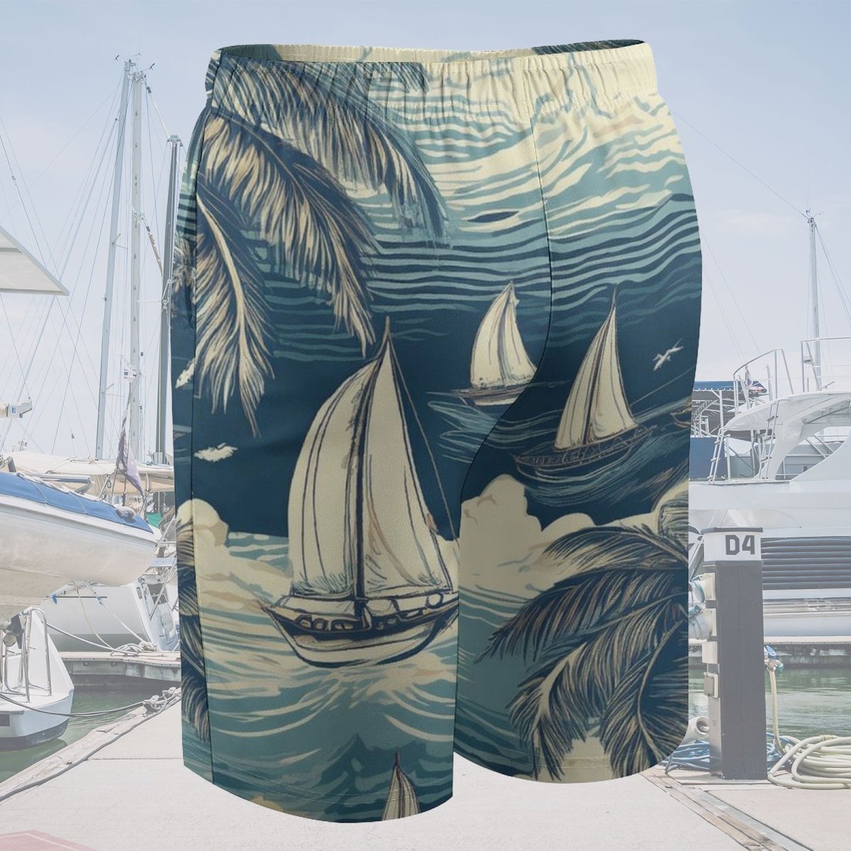 Nautical Kids Sailboat Pattern Board Shorts