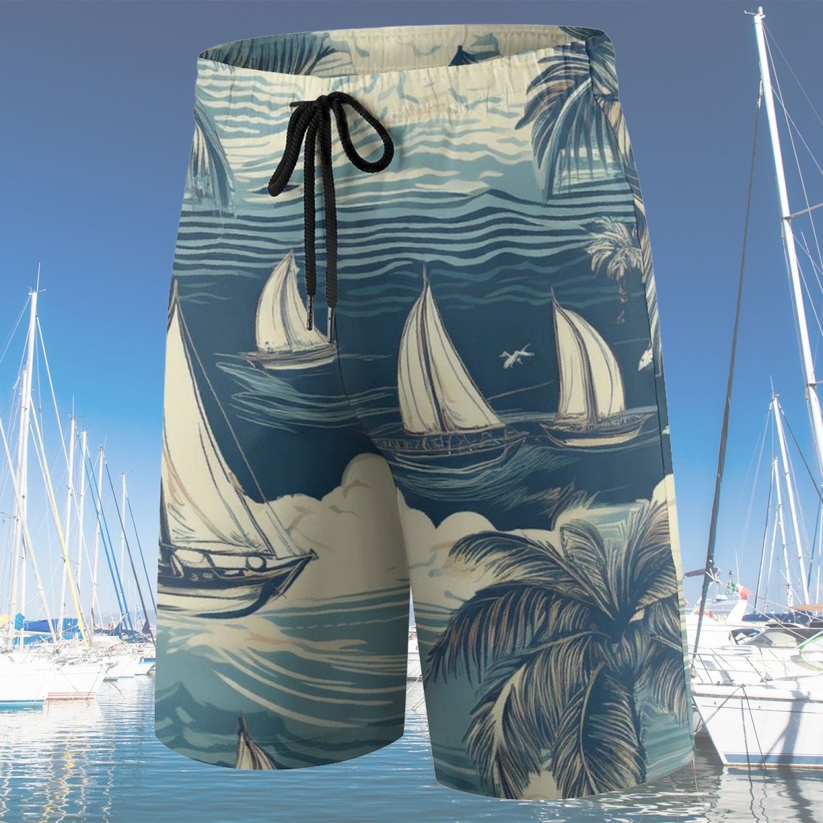 Nautical Kids Sailboat Pattern Board Shorts