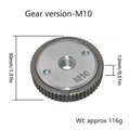 Gear version-M10 with dimensions and weight information on a white background