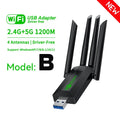 Dual-Band 1200Mbps USB 3.0 WiFi Adapter with 4 Antennas — 2.4/5GHz Wireless Dongle for PC & Laptop (Windows Compatible)