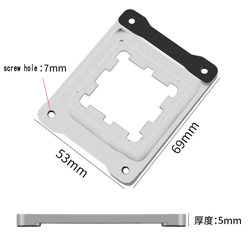 Metal bracket with dimensions labeled on a white background