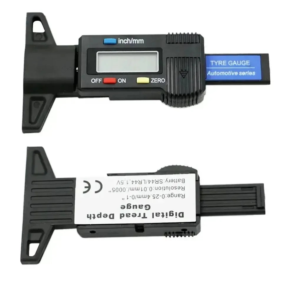 Back and Front of Digital Tire Guage on white background