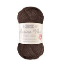Brown yarn ball with a label on a white background