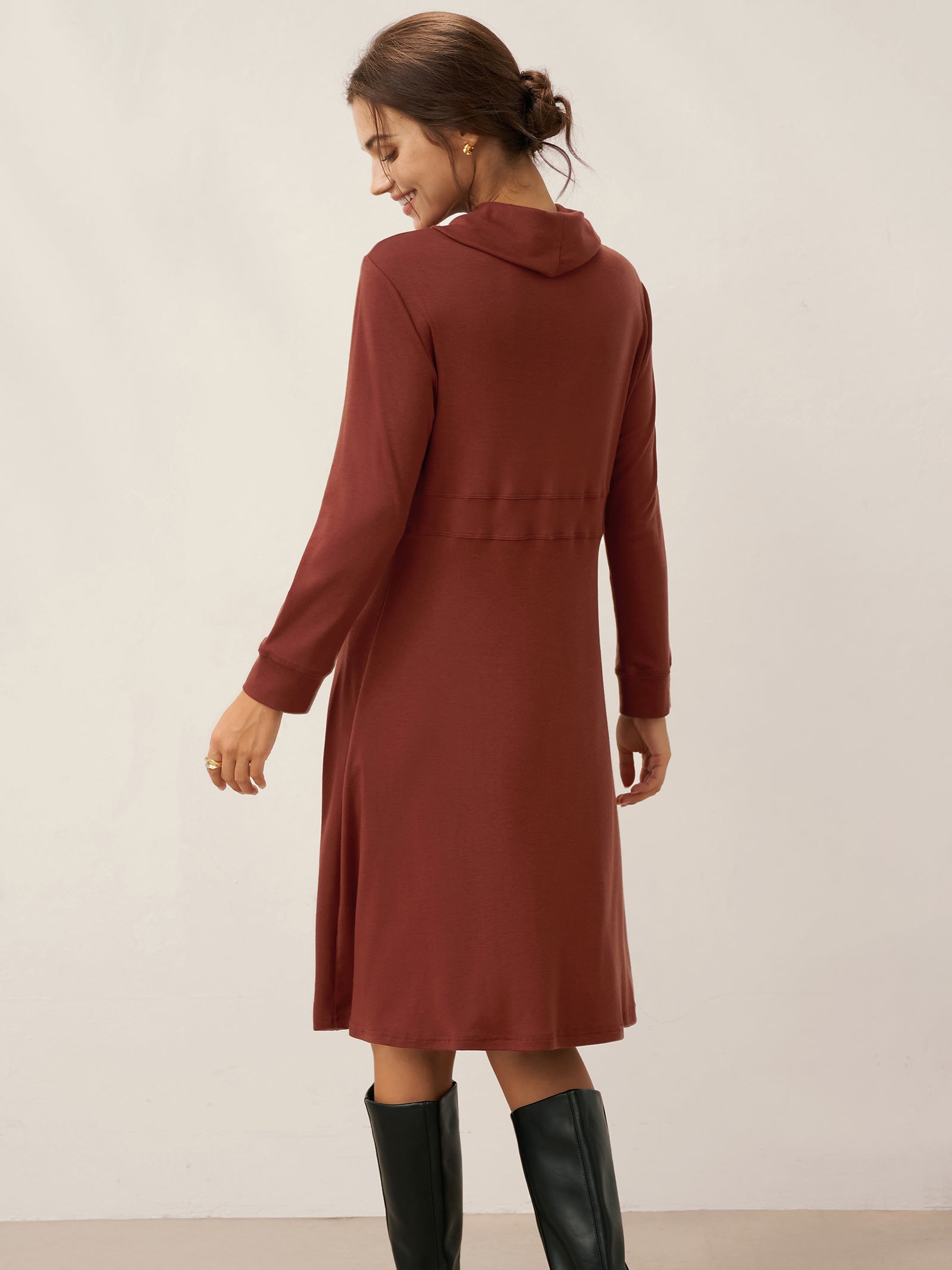Lyocell Wool Draped Neck Stretch Mini Dress KIRA