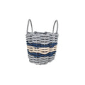 Lobster Rope Basket Light Gray and Light Tan, Navy Accents