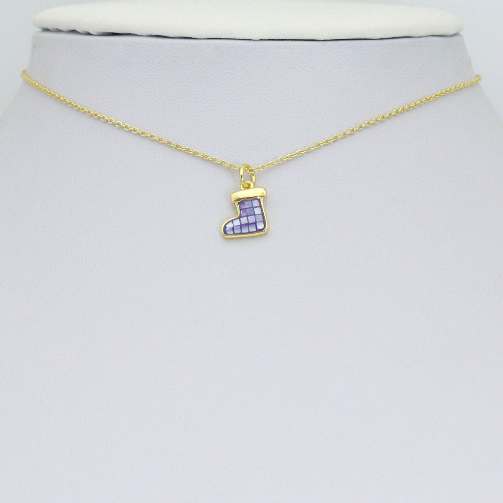 Abalone Mother of Pearl Christmas Stocking Charm Pendant, Sku#WL82