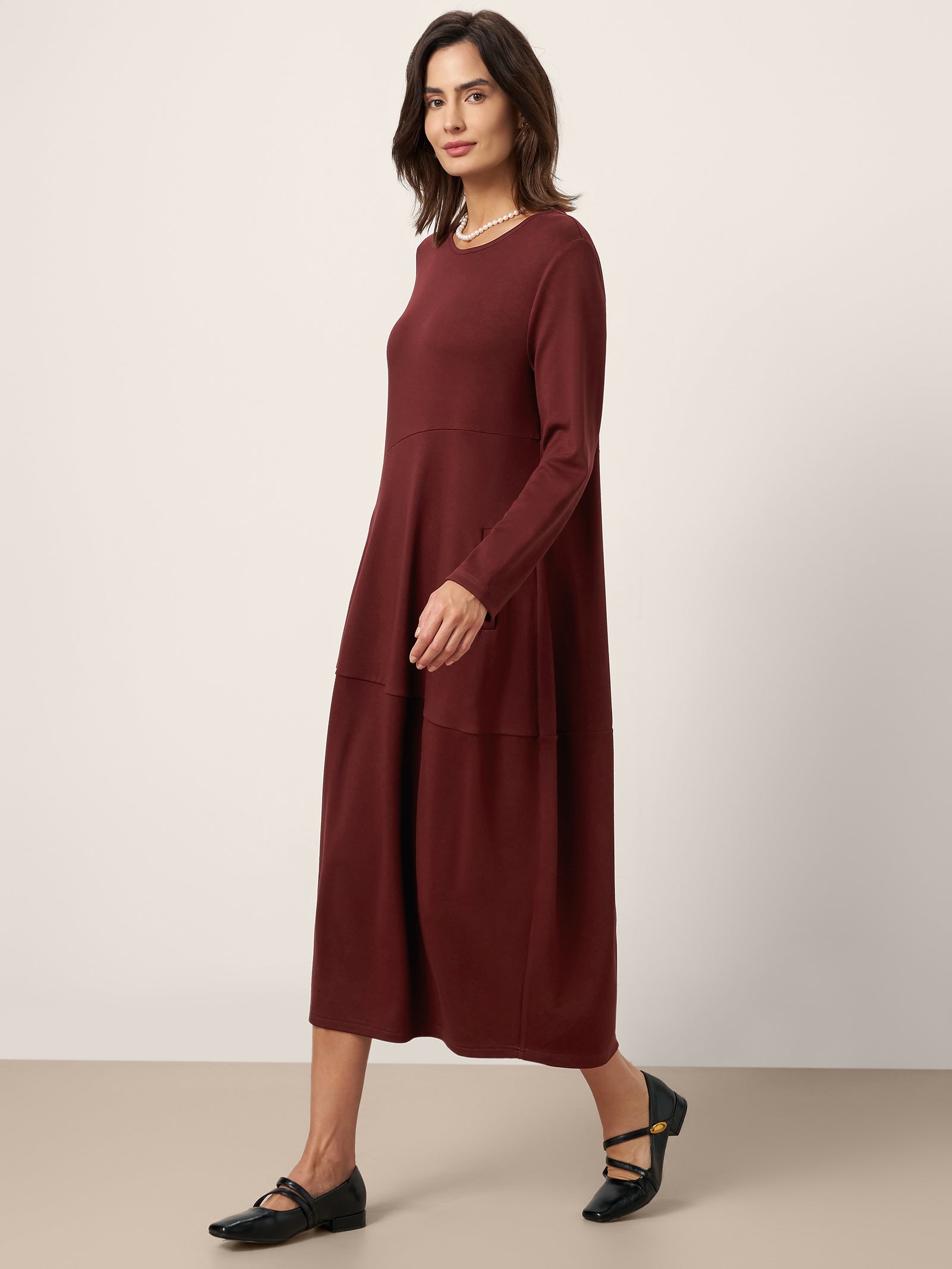 Wool-Cotton Asymmetric Cocoon Midi Dress AVERIE