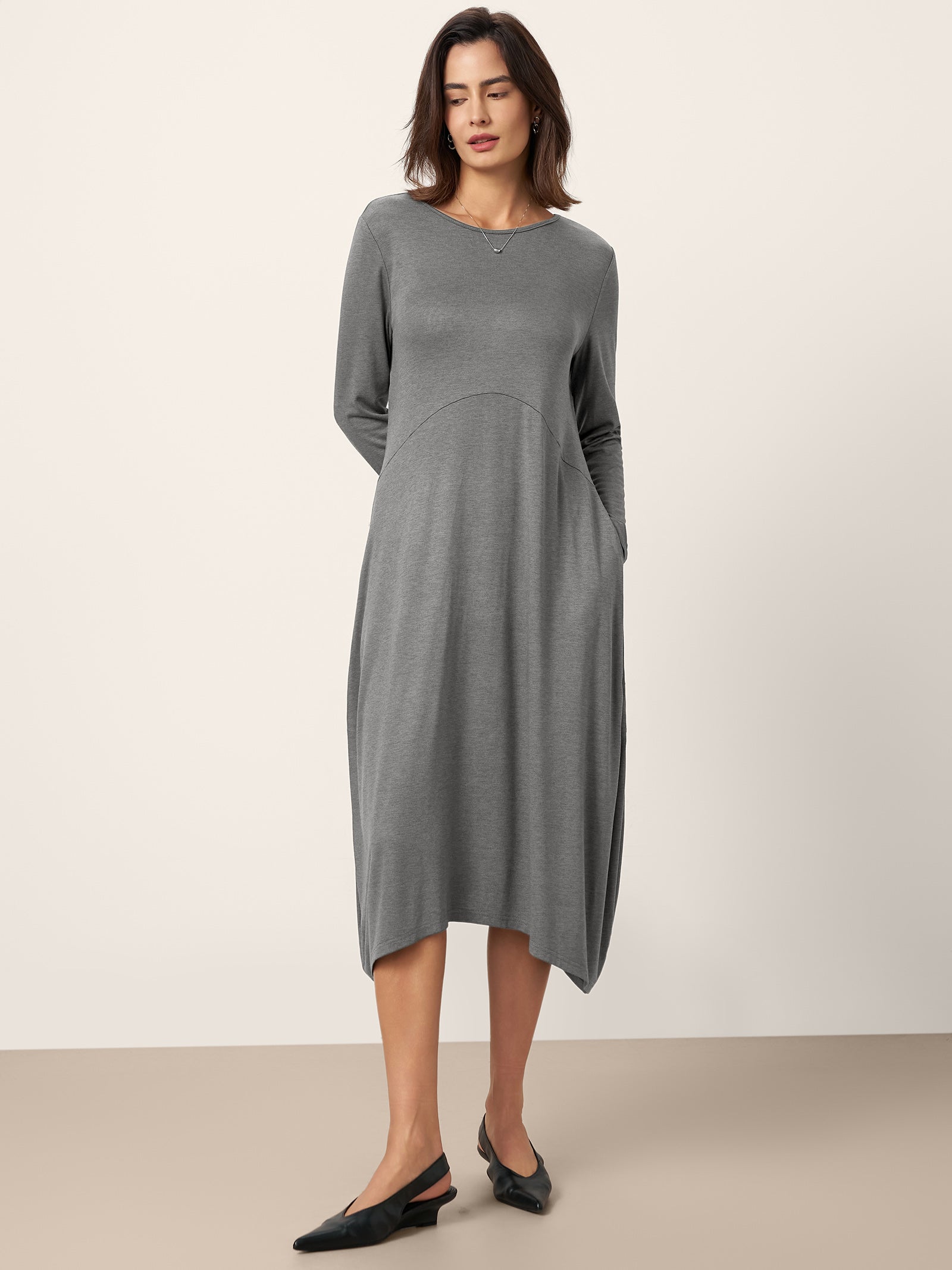 Wool Cocoon Curved Waist Mini Dress FARRAH