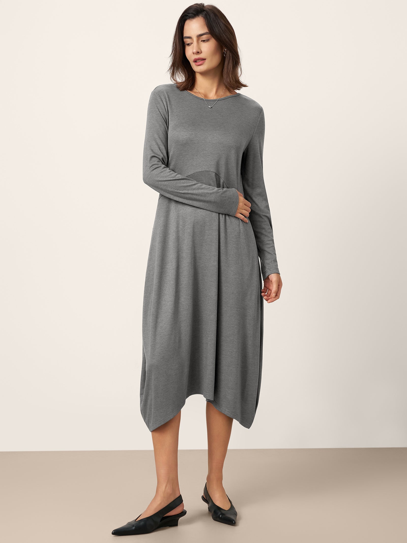 Wool Cocoon Curved Waist Mini Dress FARRAH