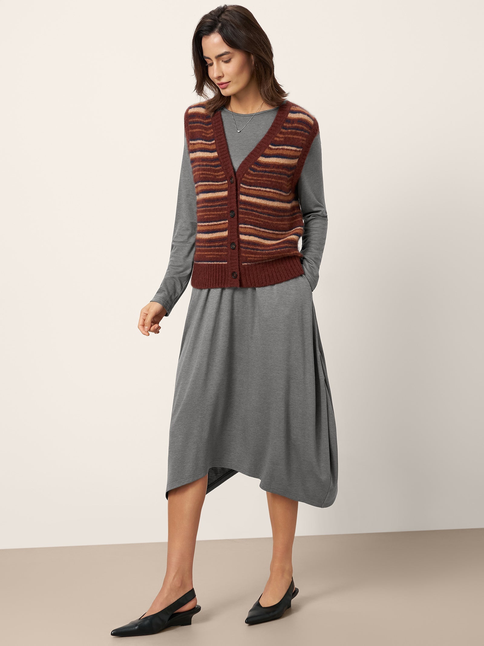 Wool Cocoon Curved Waist Mini Dress FARRAH