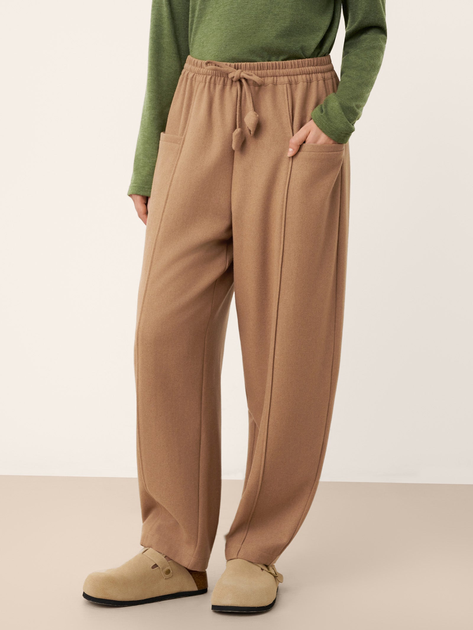 Wool Drawstring Patch Pocket Pants PRISCILLA