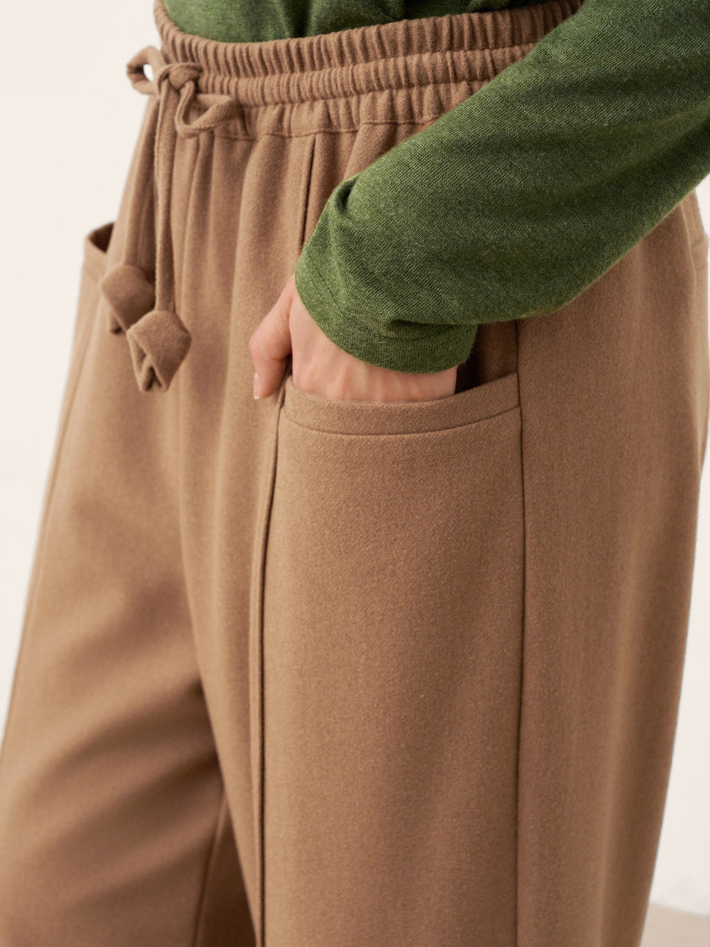 Wool Drawstring Patch Pocket Pants PRISCILLA