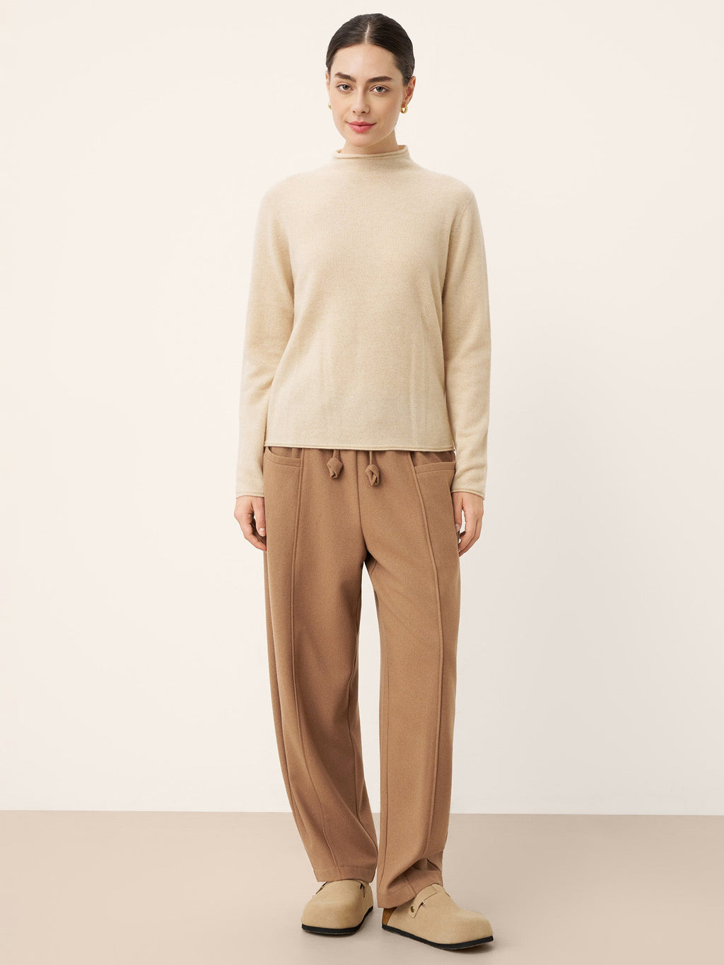 Wool Drawstring Patch Pocket Pants PRISCILLA