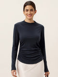 Wool Mock Neck Waist Pleat Top ISOLDE