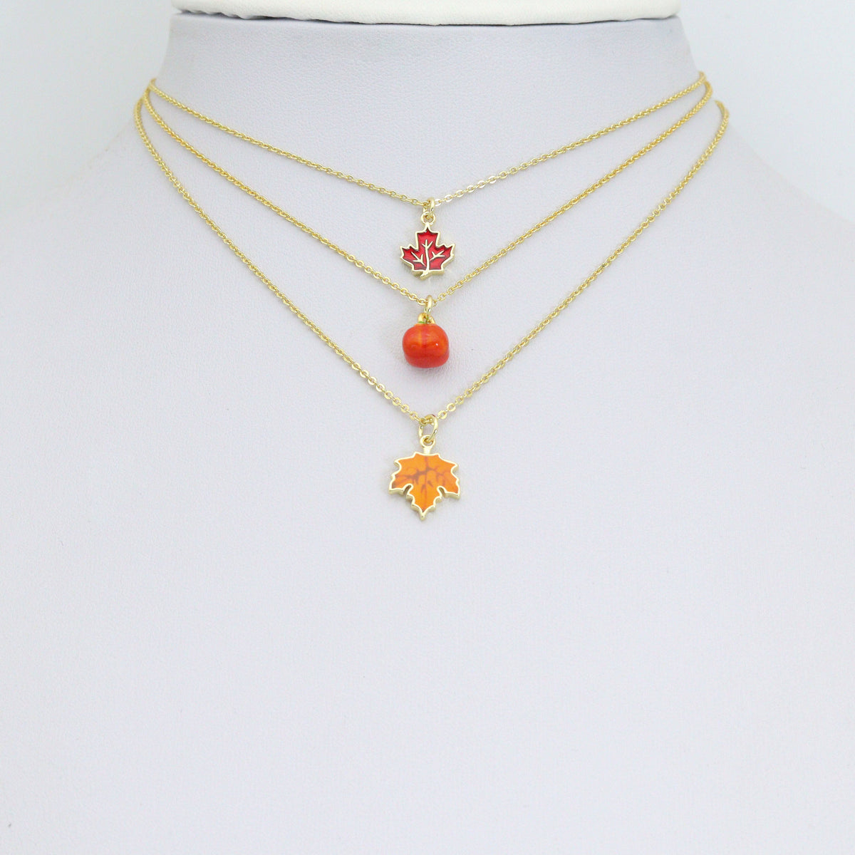 Fall Maple Leaf Pumpkin Charm Pendant, fall charm,Sku#Y1064