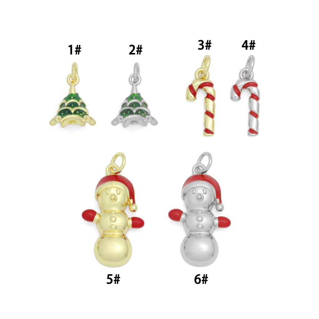 Christmas tree Snowman Candy Cane Charm Pendant, Sku#Y1068