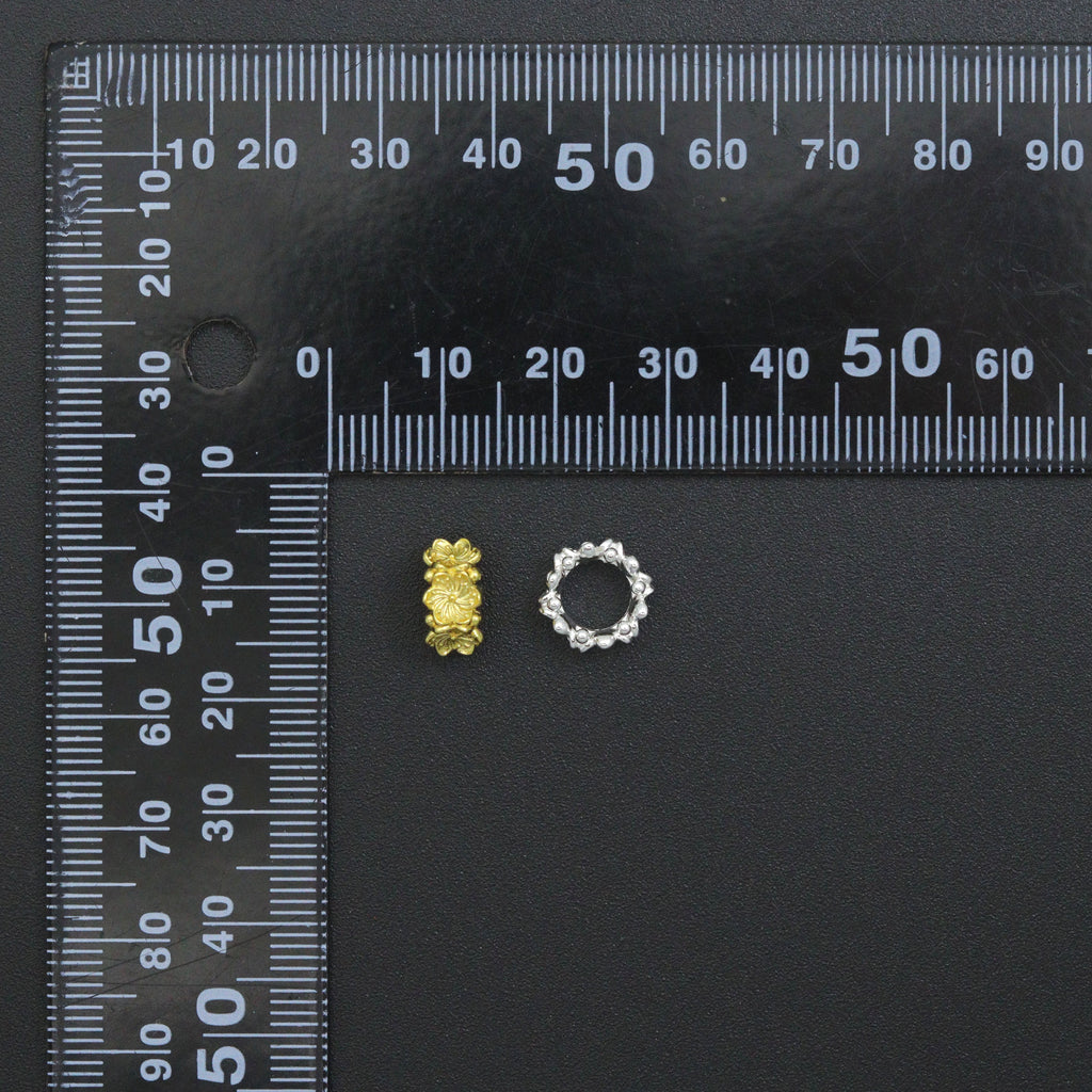 Gold Silver Flower big hole spacer beads, Sku#Y1070C
