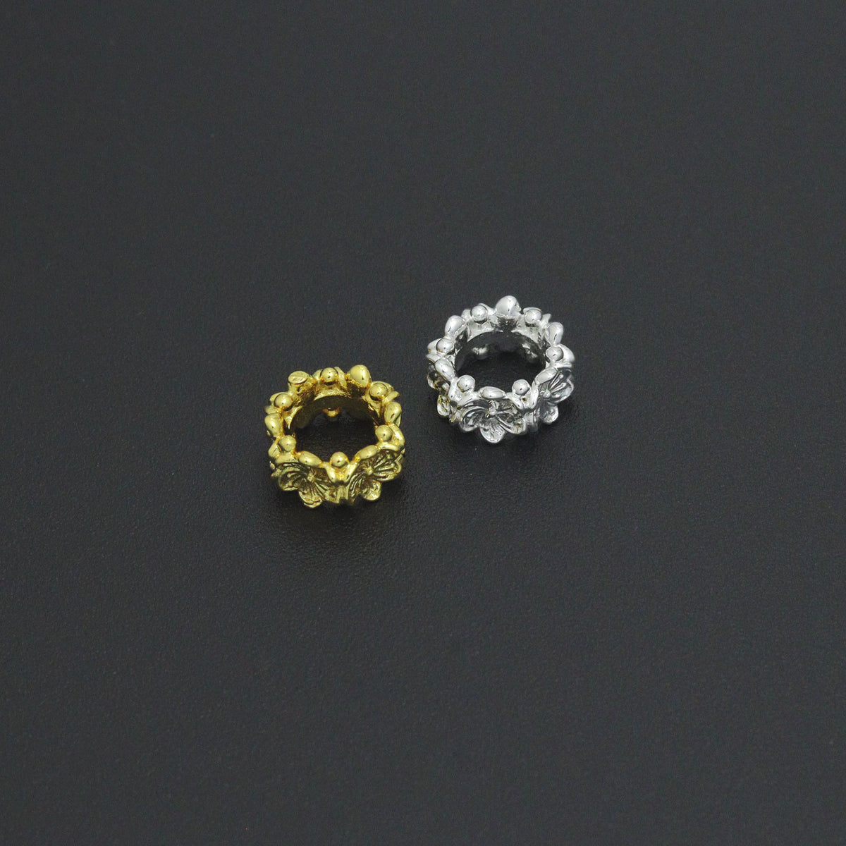 Gold Silver Flower big hole spacer beads, Sku#Y1070C