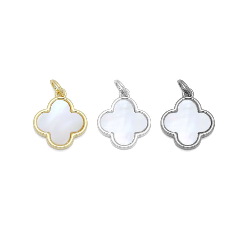 Abalone Mother of Pearl Gold flower Charm Pendant, Sku#Y991