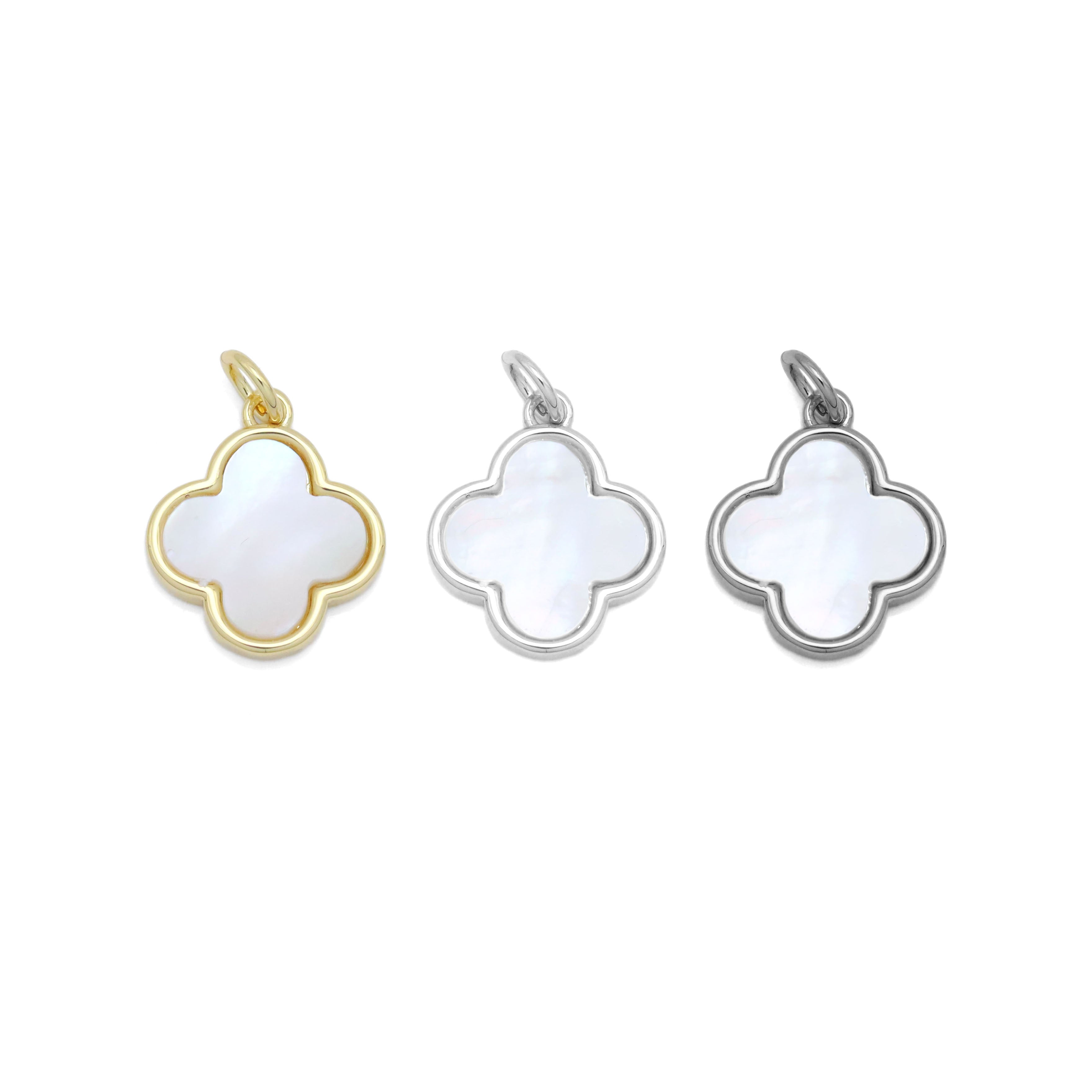 Abalone Mother of Pearl Gold flower Charm Pendant, Sku#Y991