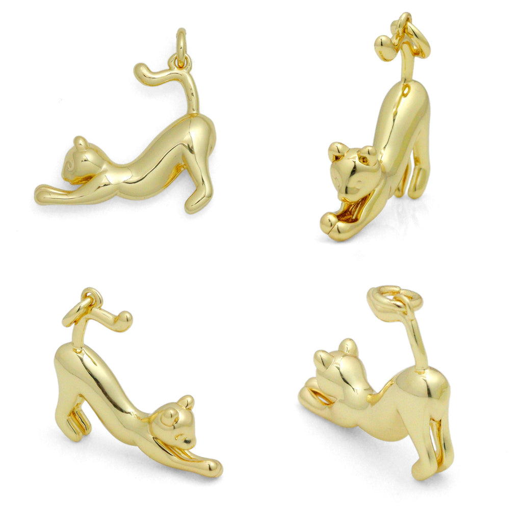 High Polished Cute Cat Shape Pendant/Charm, 18K Gold Filled Cat Charm, Necklace Bracelet Charm Pendant, 23x21mm,Sku#Z1386