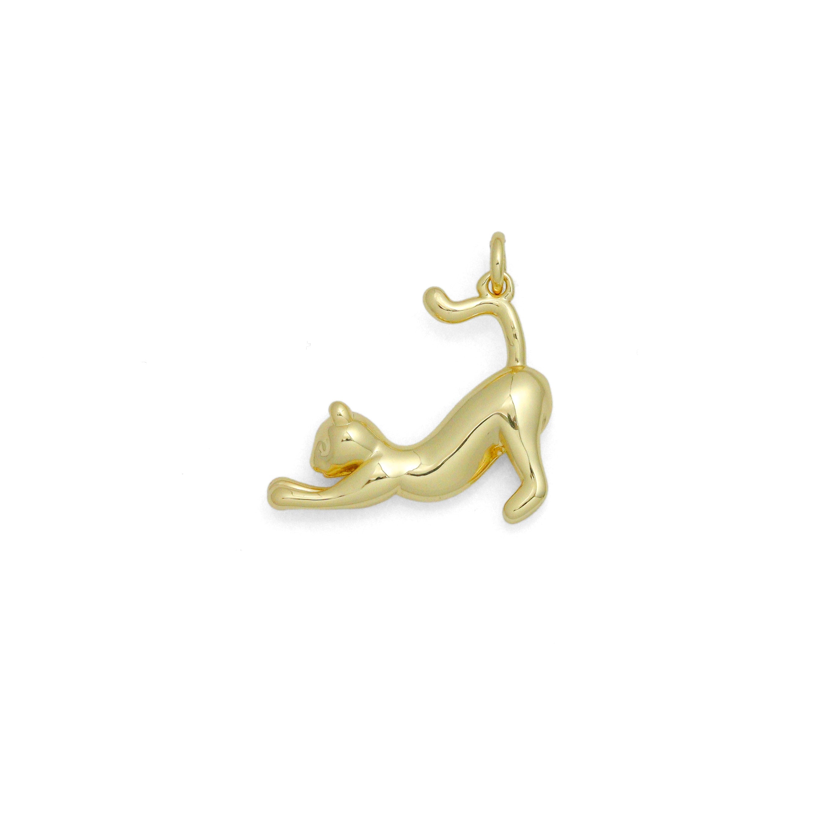 High Polished Cute Cat Shape Pendant/Charm, 18K Gold Filled Cat Charm, Necklace Bracelet Charm Pendant, 23x21mm,Sku#Z1386