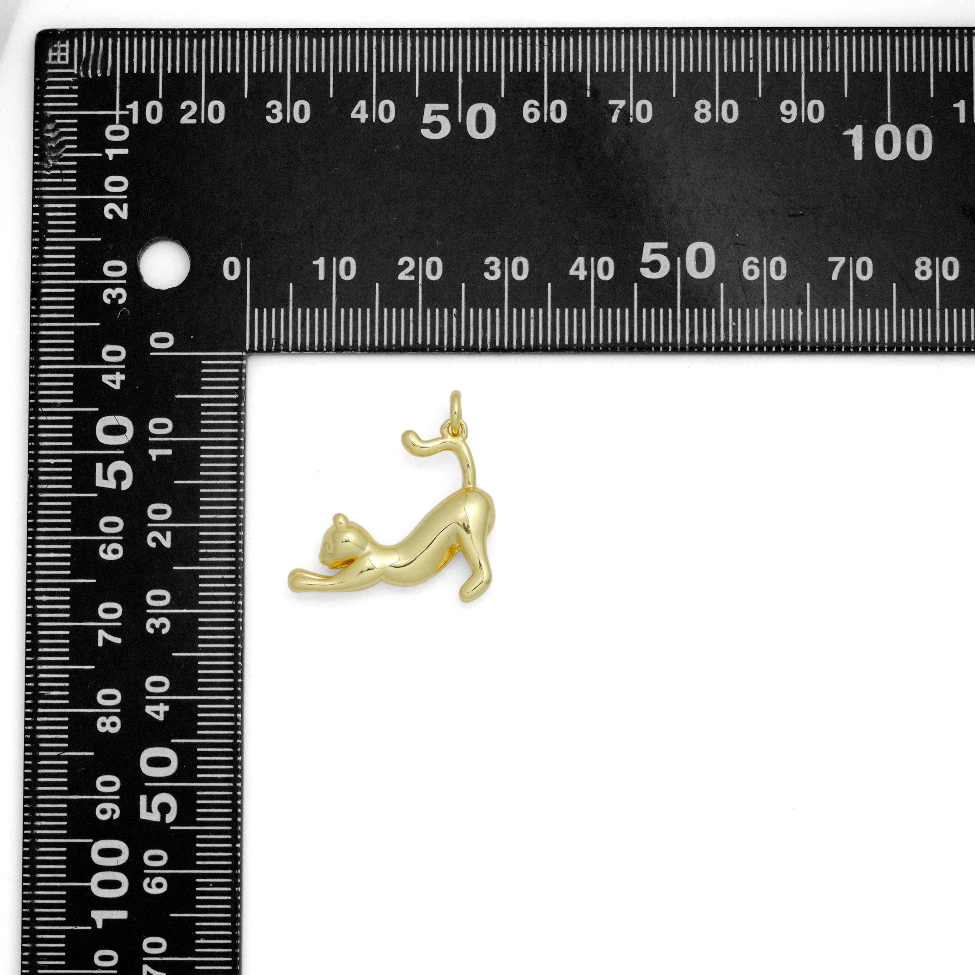 High Polished Cute Cat Shape Pendant/Charm, 18K Gold Filled Cat Charm, Necklace Bracelet Charm Pendant, 23x21mm,Sku#Z1386