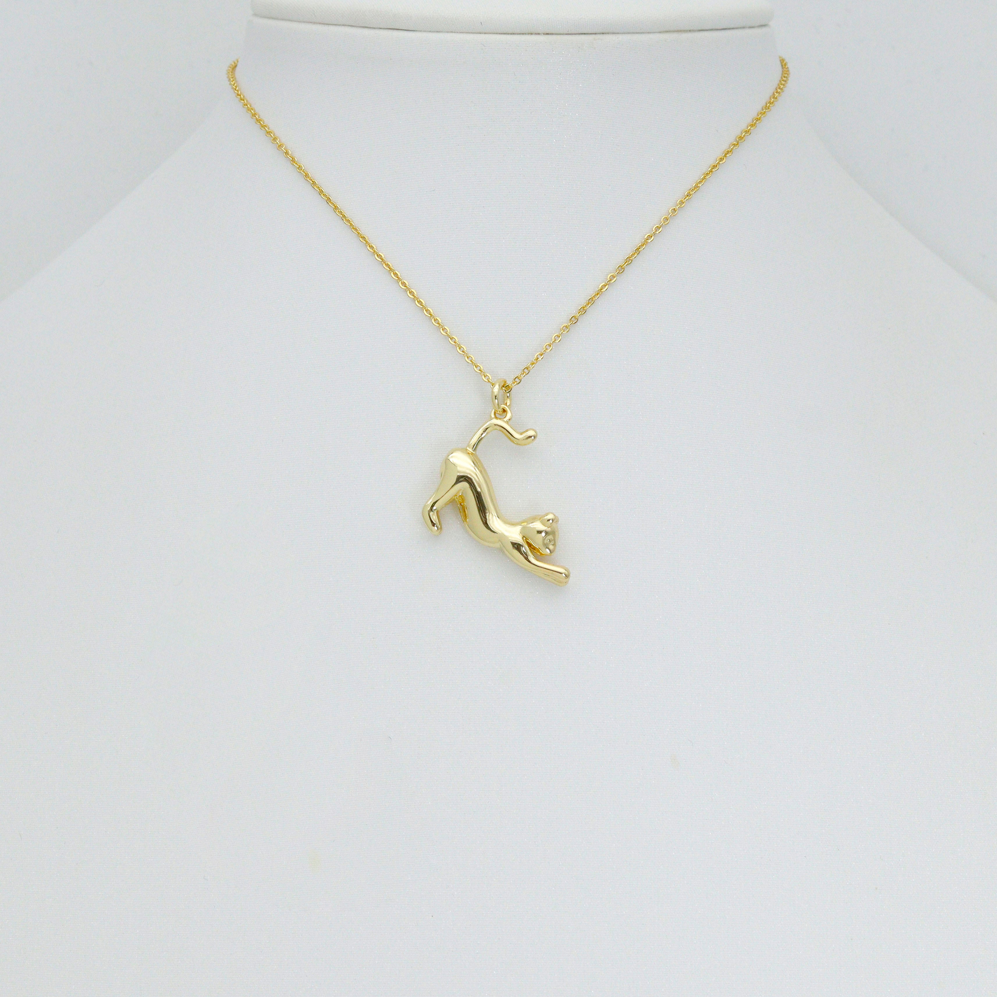 High Polished Cute Cat Shape Pendant/Charm, 18K Gold Filled Cat Charm, Necklace Bracelet Charm Pendant, 23x21mm,Sku#Z1386