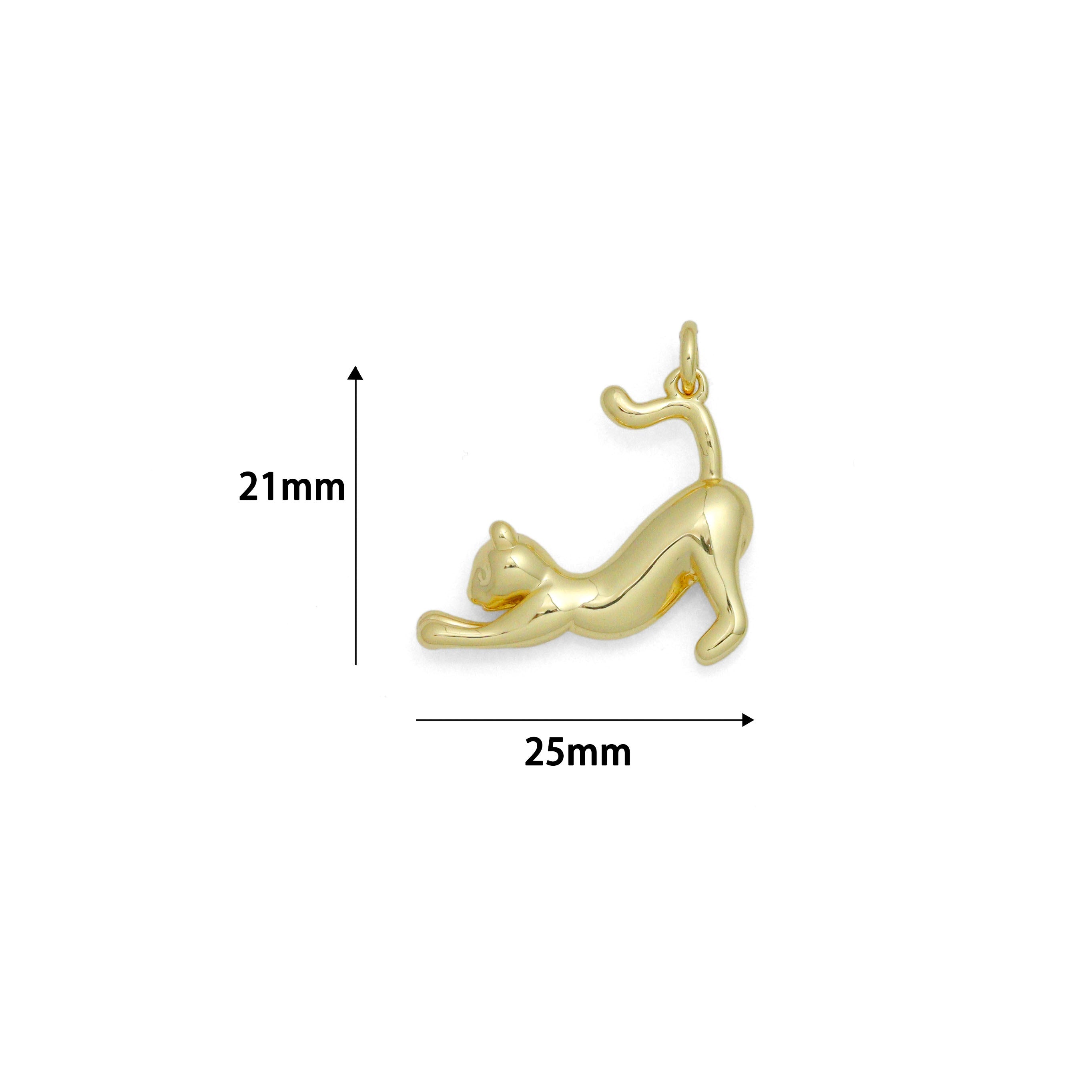 High Polished Cute Cat Shape Pendant/Charm, 18K Gold Filled Cat Charm, Necklace Bracelet Charm Pendant, 23x21mm,Sku#Z1386