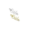 Gold Silver CZ Bride word diamond Charm, Sku#Z1473