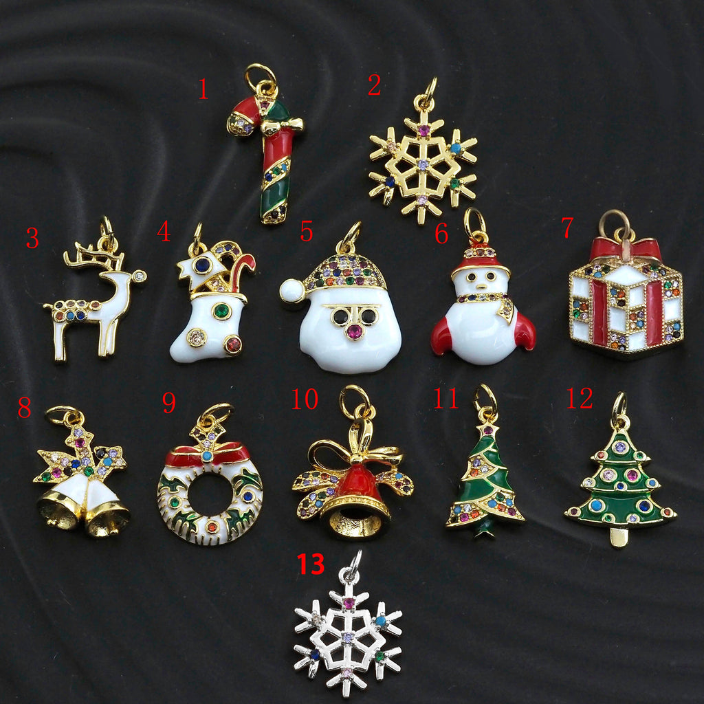 Enamel Colorful Christmas decoration Pendant,CZ Micro Pave Oil Drop pendant,Enamel Jewelry, Christmas Charm, sku#Z445